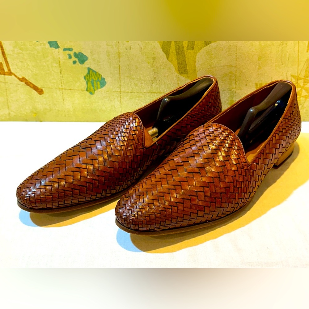 TAFT Monaco Loafers in Woven Leather Tan Men’s Size 11.5 / 45 Huckberry EUC